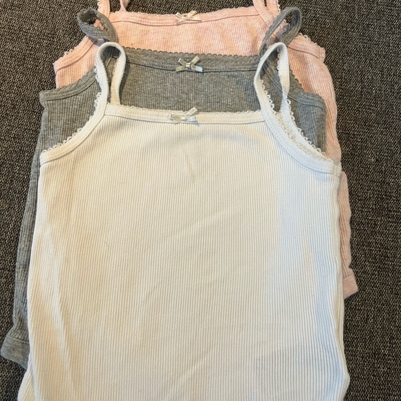 Ribbed Tank Tops - White, Gray, Pink - Picture 2 of 7